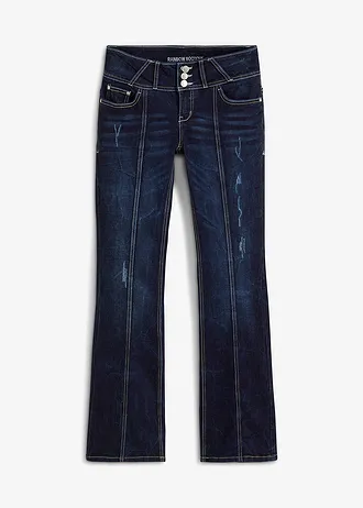 Bootcut jeans mid waist, stretch • donkerblauw denim • bonprix online shop