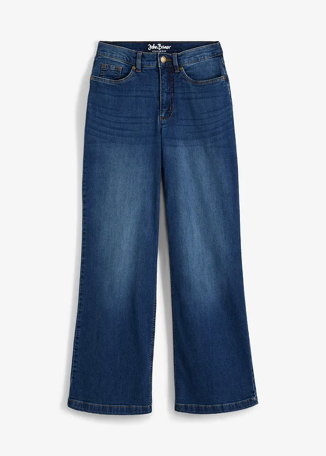 Wide leg high waist jeans met biologisch katoen