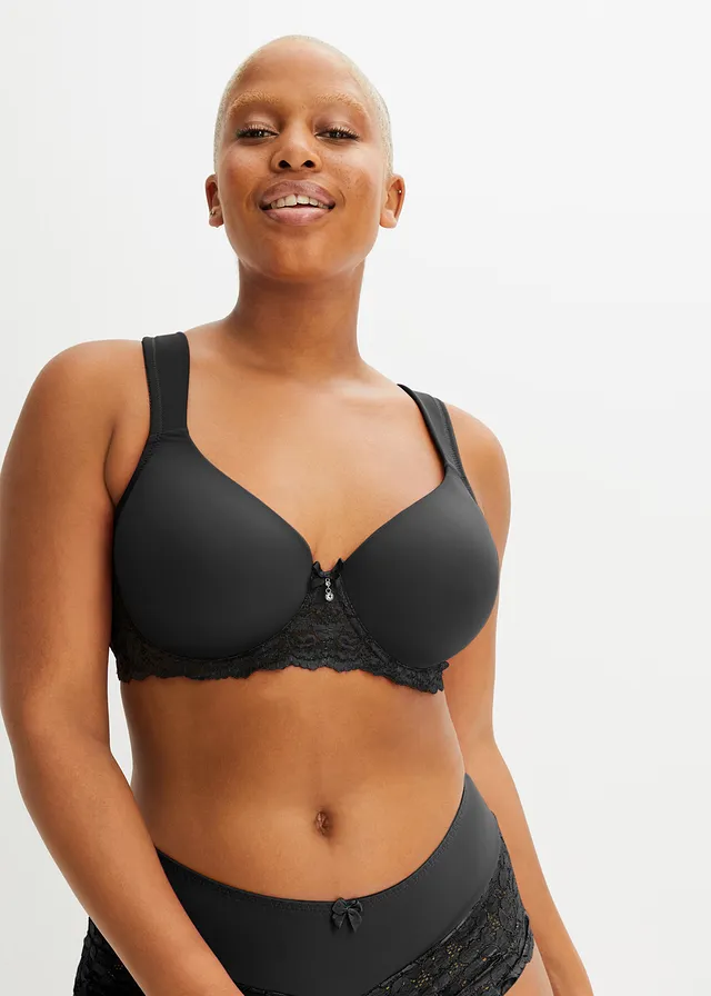 Soutien-gorge à coques et bretelles rembourrées, Couleur: noir