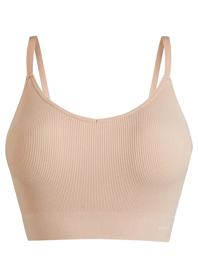 Feel Comfort Seamless Bustier melltartó bordás anyagból • matt bézs • bonprix áruház
