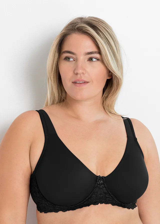 T-shirt bh met gewatteerde bandjes, Kleur: zwart