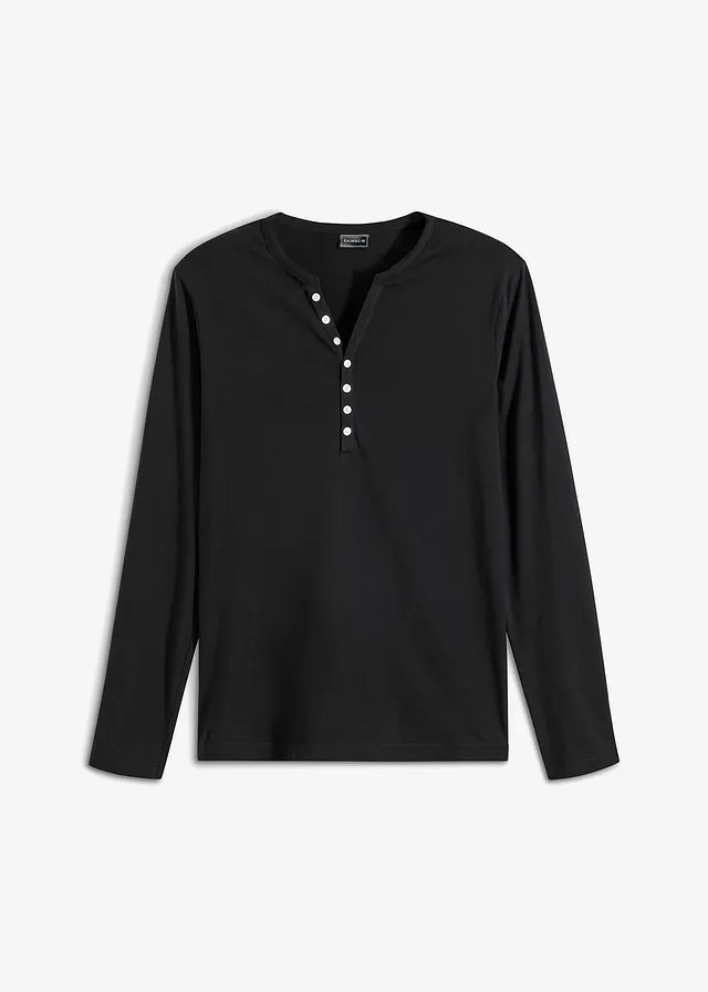 Bluză henley cu mâneci lungi din bumbac organic 100%, slim fit