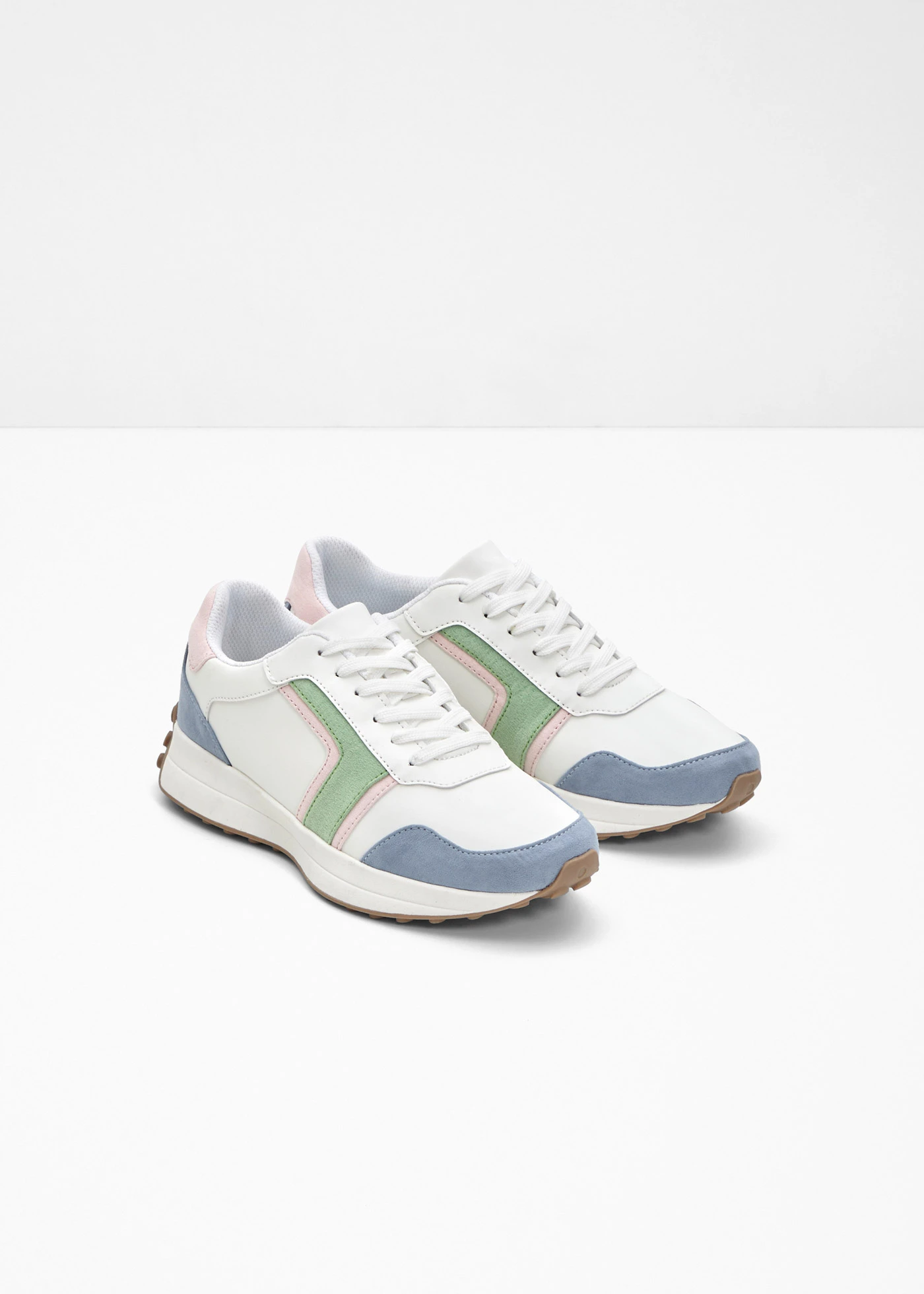 Sneakersy z profilowaną podeszwą • bialy/jasnorózowy/zielony/niebieski • sklep bonprix