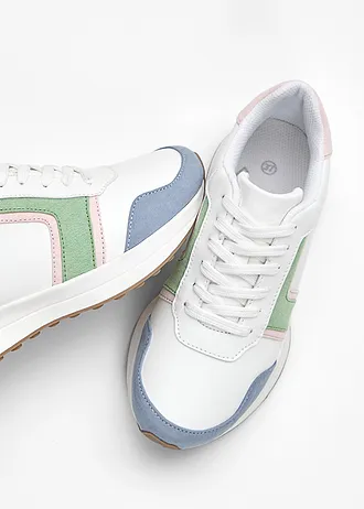 Sneakers met profielzool • wit-roze-groen-blauw • bonprix online shop