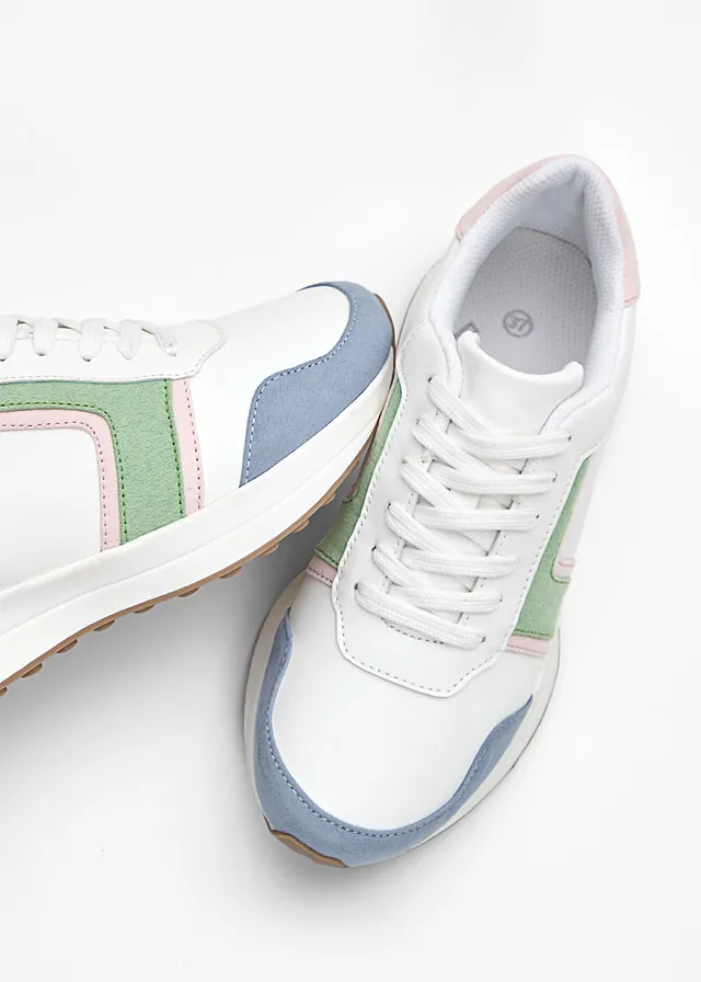 Sneakers à semelle crantée • blanc/rose/vert/bleu • product-page.page-title-suffix