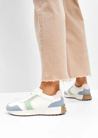 Sneakersy z profilowaną podeszwą • bialy/jasnorózowy/zielony/niebieski • sklep bonprix