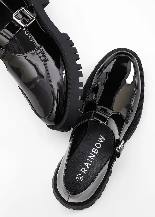 Chunky loafers, Kleur: zwart lak