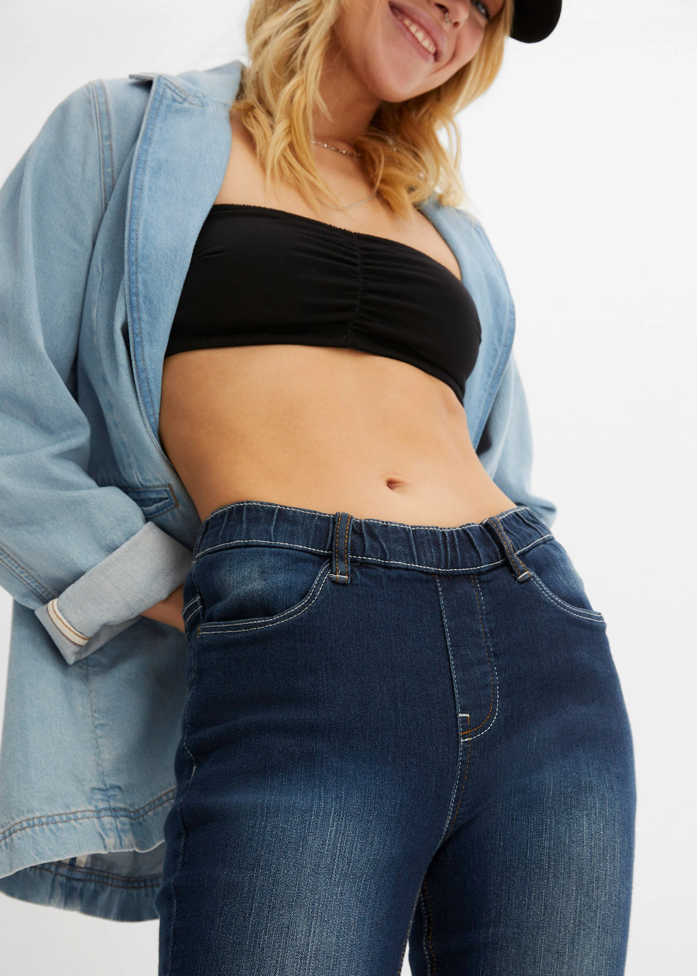 Skinny jeggings Mid Waist, pohodlná pasovka • půlnoční modrý denim • bonprix obchod