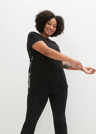 Sportshirt van lyocell, Kleur: zwart met print