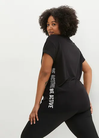 Sportshirt van lyocell, Kleur: zwart met print