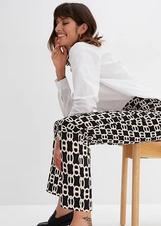 Pantalon en bengaline extensible • noir-écru graphique • Boutique bonprix