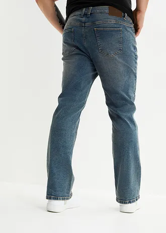 Jean regular, bootcut, Couleur: bleu denim/beige used