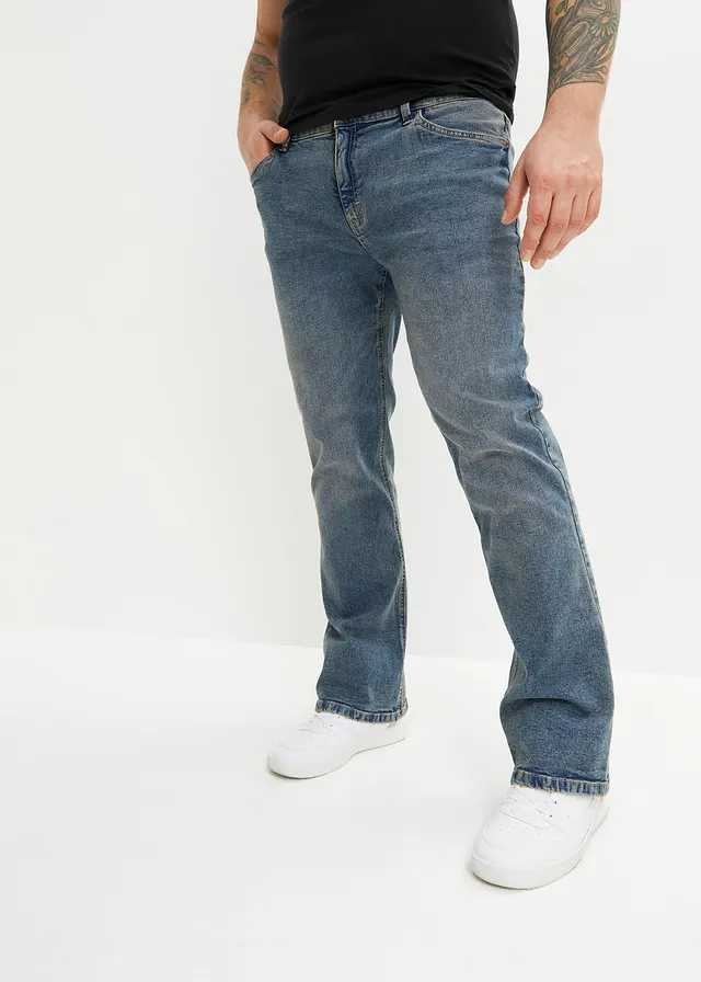 Džíny Regular Fit, Bootcut, barva: modrý denim-béžová used