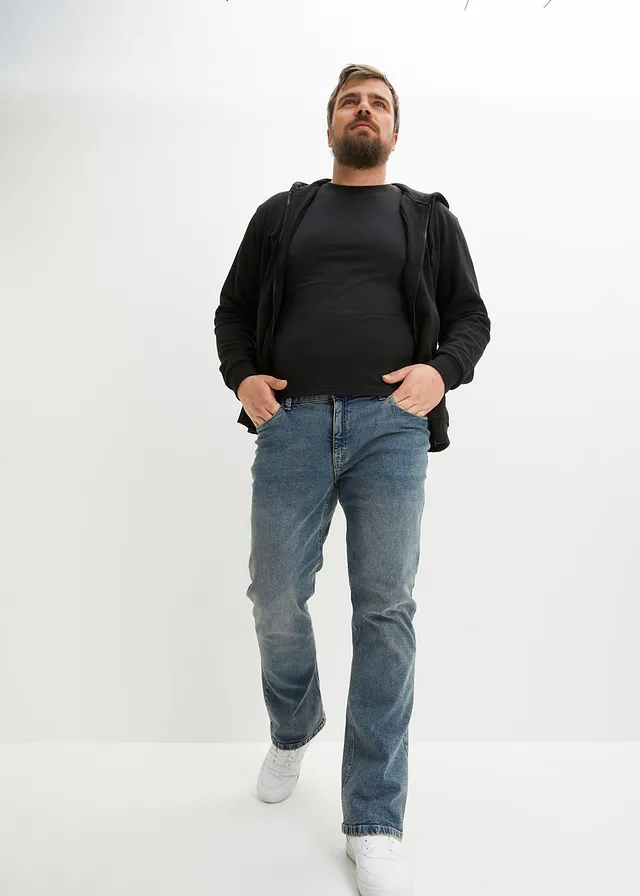 Džíny Regular Fit, Bootcut, barva: modrý denim-béžová used