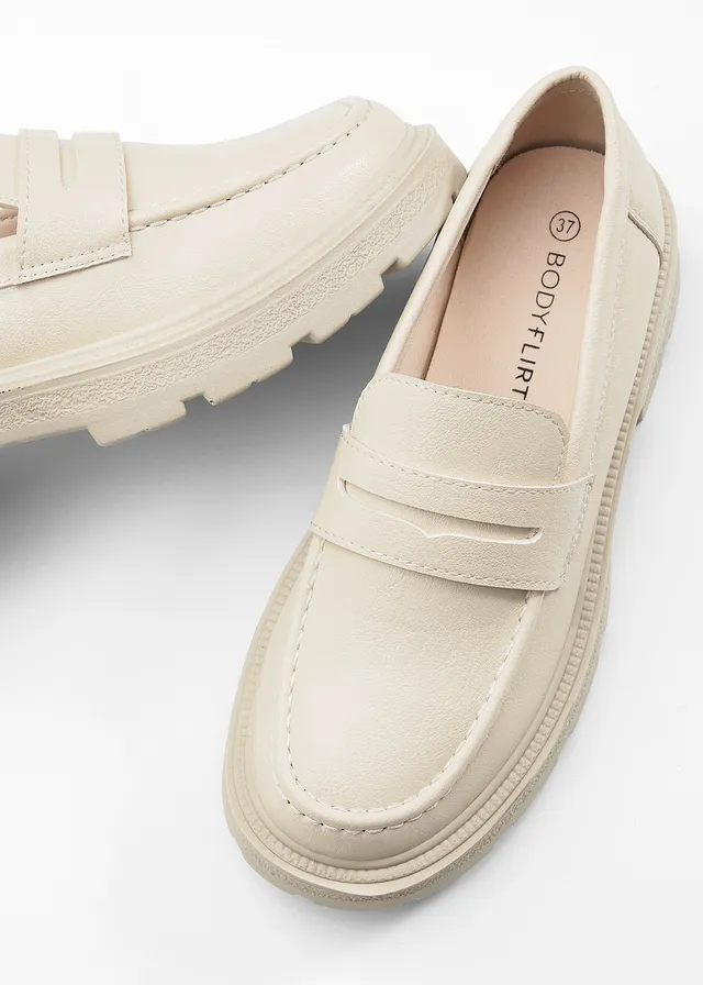Chunky loafers met een lichte zool, Kleur: beige