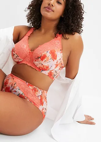 Soutien-gorge minimiseur avec bretelles rembourrées, Couleur: corail à fleurs