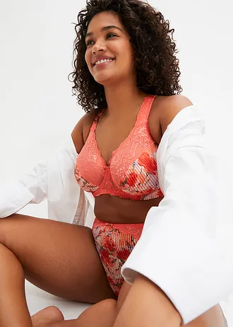 Sutien minimizer cu bretele căptușite, culoare: coraliu floral