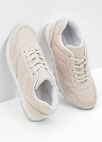 Sneakers à empiècement satin • beige • Boutique bonprix