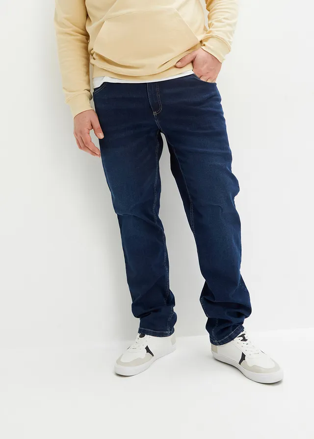Jean extensible, coupe droite et regular, Couleur: bleu denim