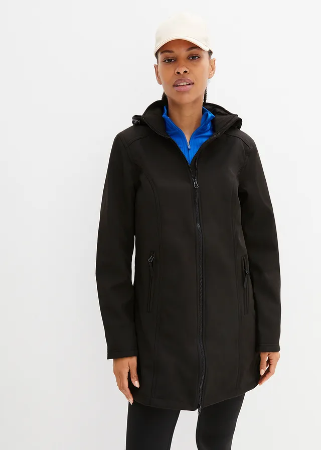 Softshell parka, waterafstotend, Kleur: zwart