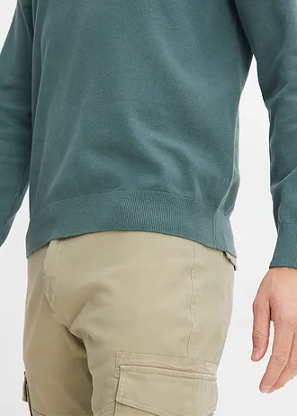 Fijngebreide trui in een zachte katoemix • grijsgroen • bonprix online shop