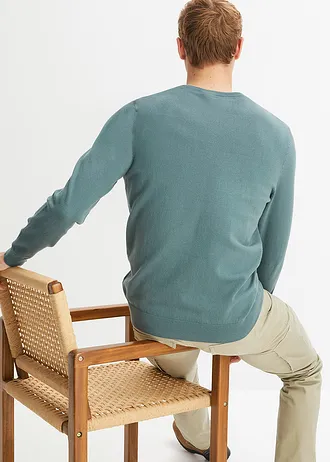 Pull doux en fine maille • gris vert • Boutique bonprix