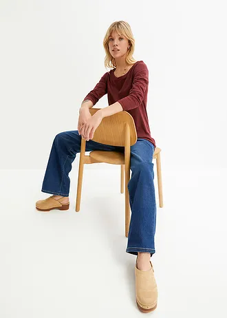 Longsleeve van puur katoen, Kleur: esdoornrood