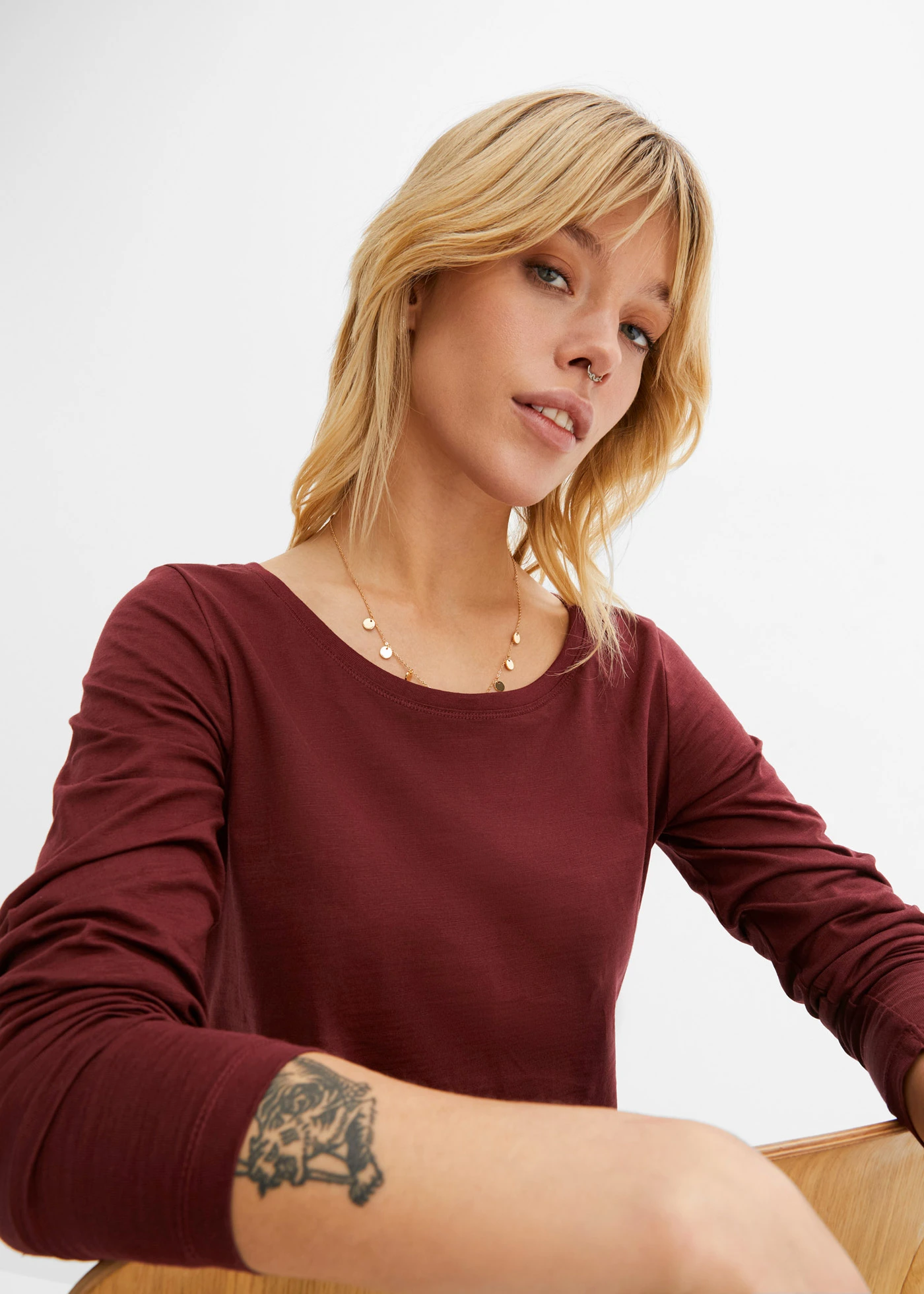 Bluză cu mâneci lungi din jerse • roșu arțar • magazin bonprix