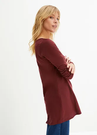 Longsleeve van licht slubjersey materiaal • esdoornrood • bonprix online shop