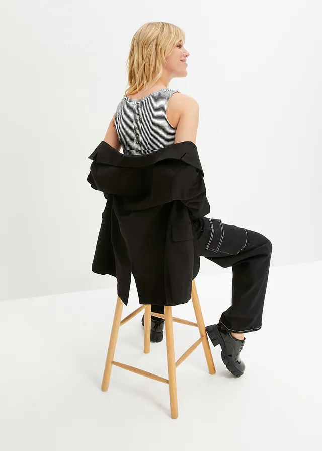 Top s knoflíkovou lištou na zádech • modro-bílé proužky • bonprix obchod