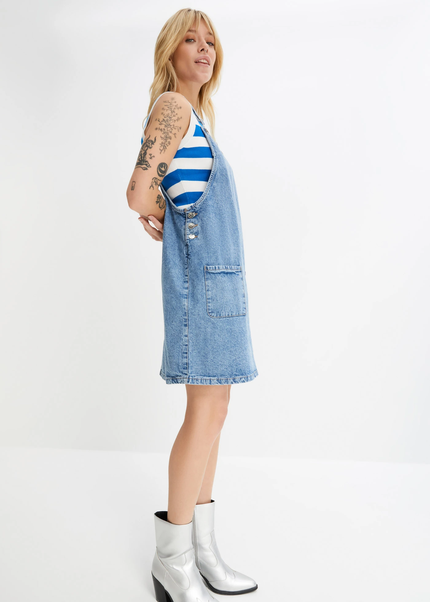 Džínové šaty s laclem • modrý denim washed • bonprix obchod