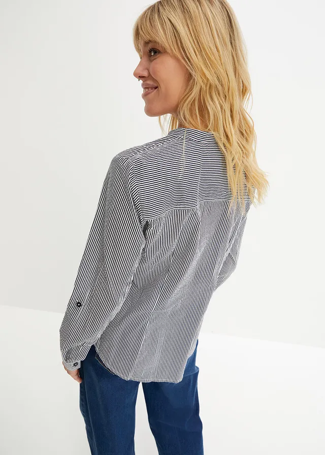 Katoenen tuniek, Kleur: donkerblauw/wit gestreept
