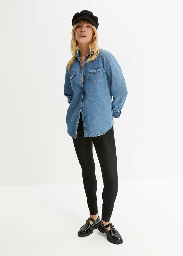 Legging effet jean, Couleur: noir denim