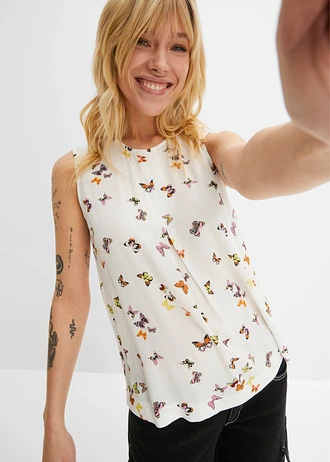 Blouse sans manches • blanc imprimé • Boutique bonprix