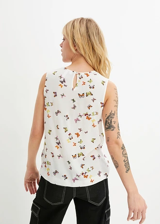 Blousetop, Kleur: wit gedessineerd