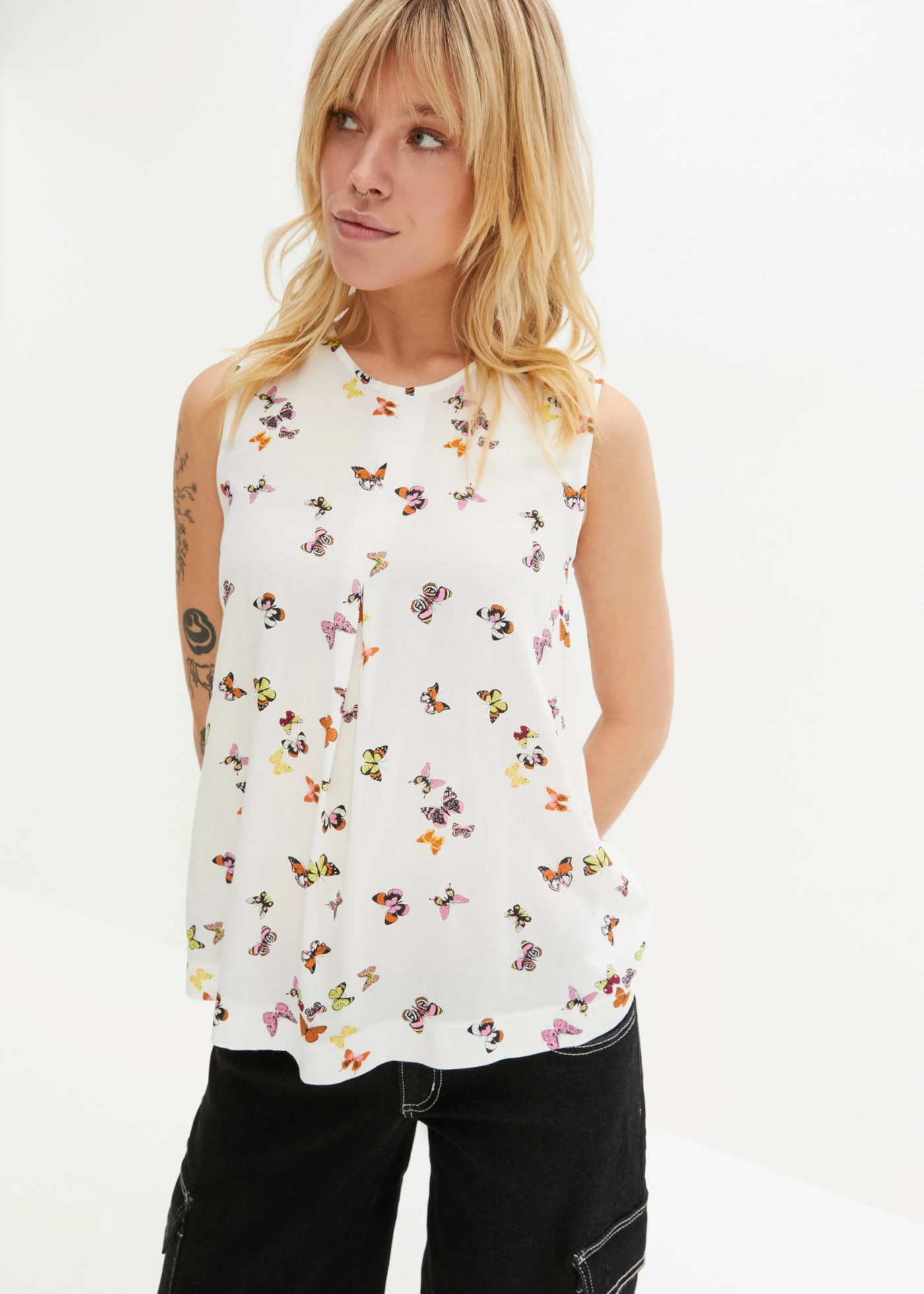 Blouse sans manches • blanc imprimé • Boutique bonprix