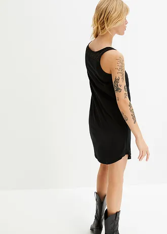 Shirtjurk van katoen met kant, Kleur: zwart