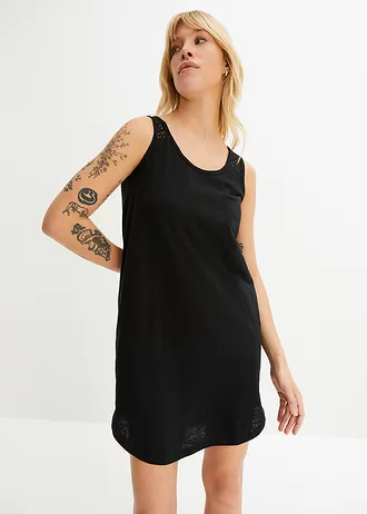 Shirtjurk van katoen met kant, Kleur: zwart