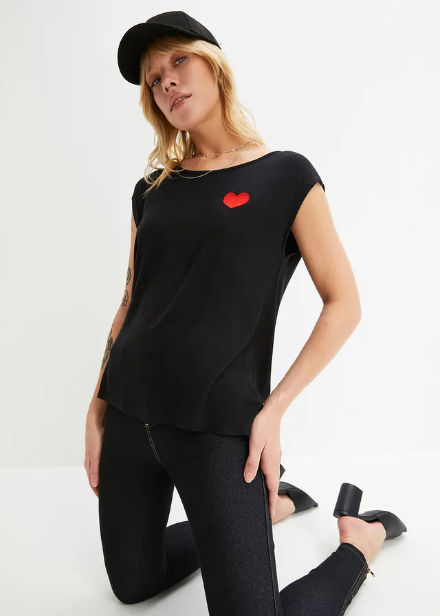 T-shirt fluide, plus long derrière • noir • product-page.page-title-suffix