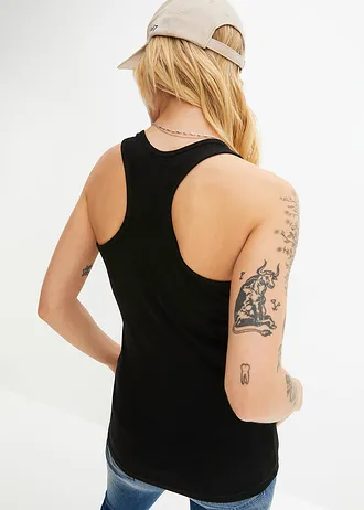 Žebrované tílko z čisté organické bavlny (2 ks v balení), barva: černá + bílá