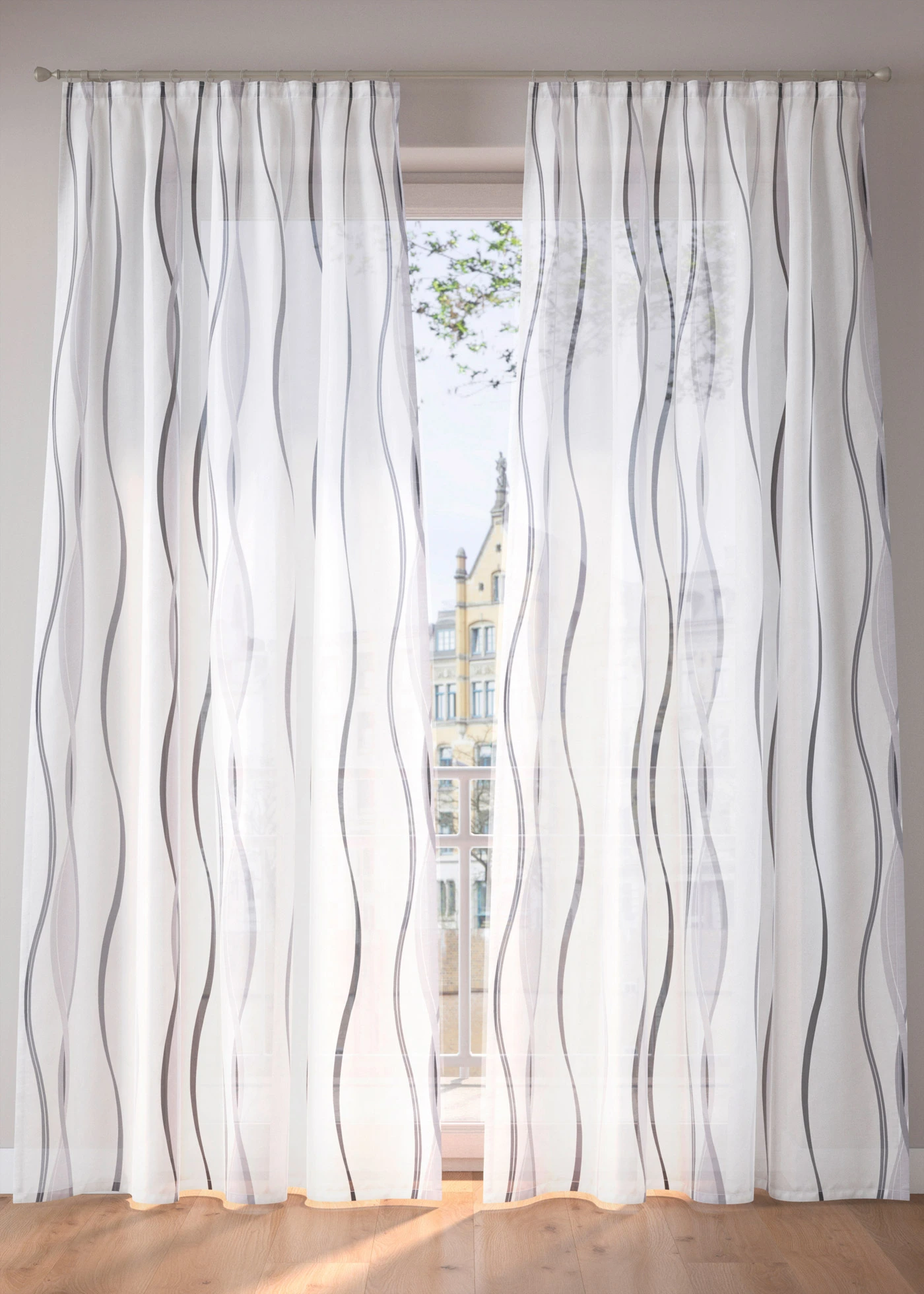 Voilage imprimé vagues (1 pce) • argenté • Boutique bonprix