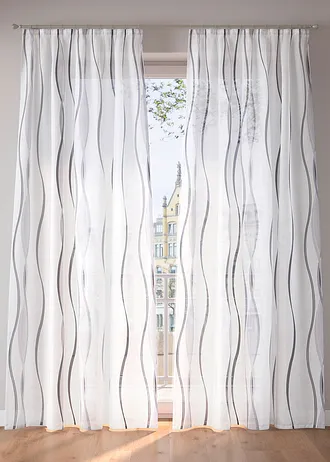 Firana we wzór w fale (1 szt.) • biały • sklep bonprix