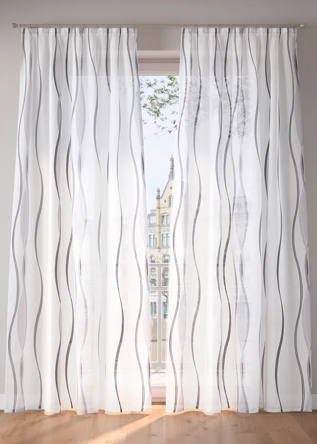 Voilage imprimé vagues (1 pce) • argenté • Boutique bonprix