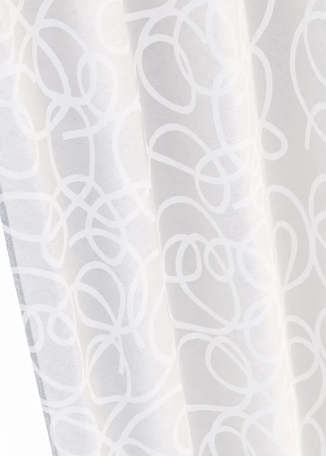 Gedessineerd gordijn met gerecycled polyester (1 stuk), Kleur: wit gedessineerd