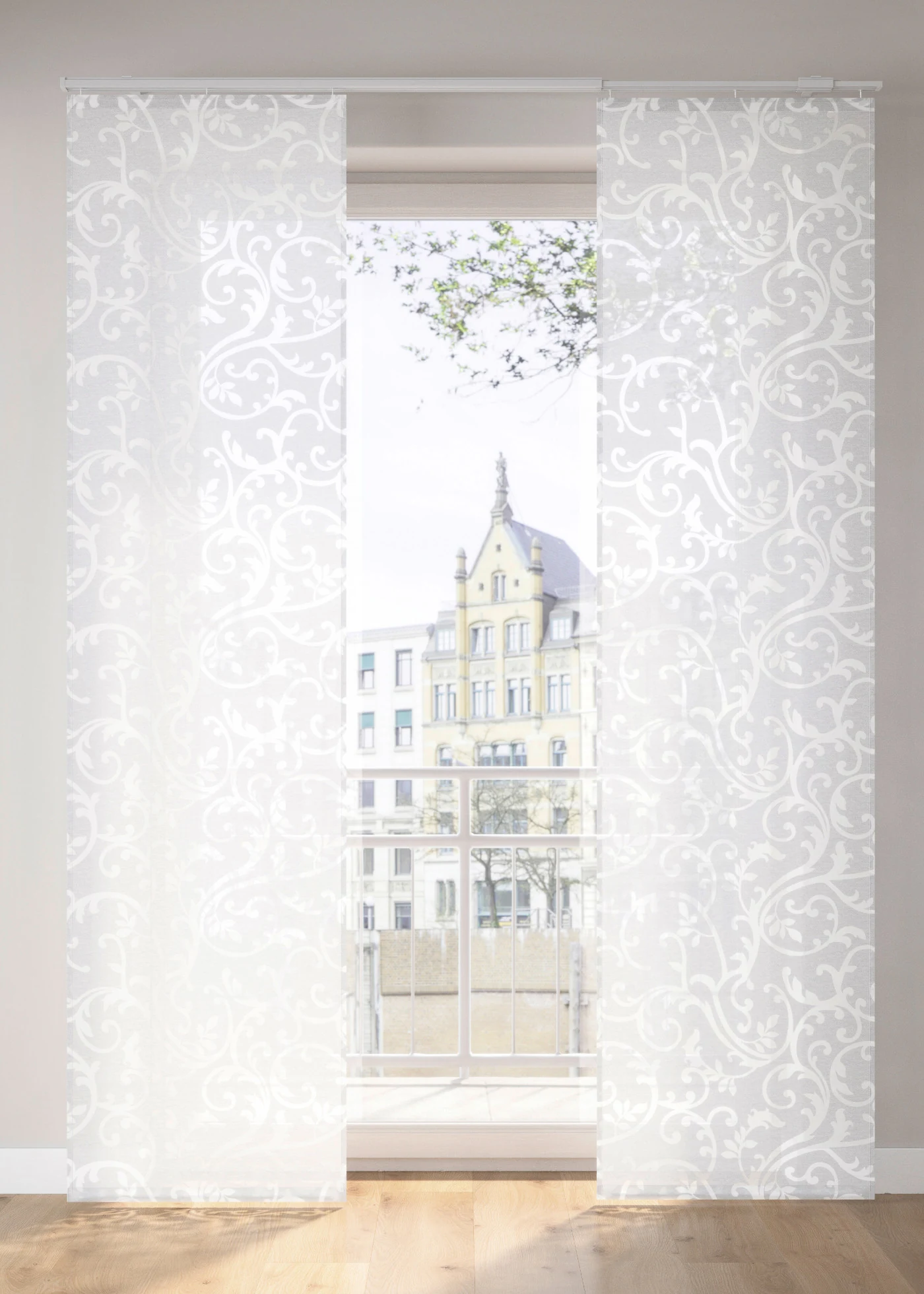 Ausbrenner paneelgordijn met bloemenranken (1 stuk) • wit • bonprix online shop