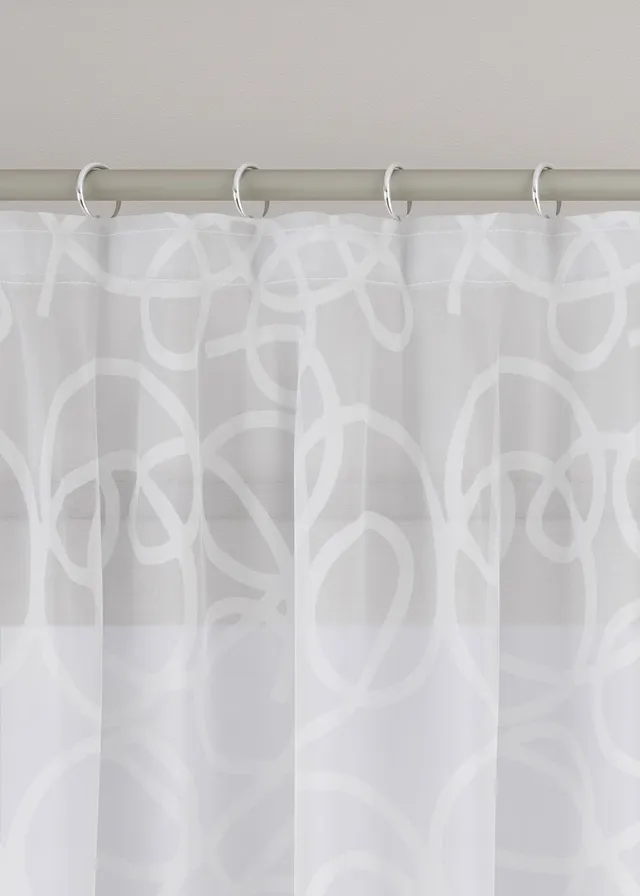 Gedessineerd gordijn met gerecycled polyester (1 stuk), Kleur: wit gedessineerd