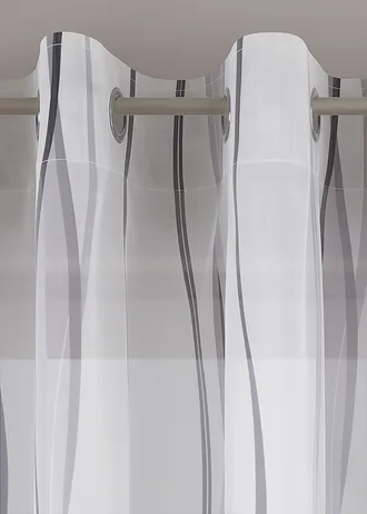 Gordijn met golfmotief (1 stuk) • zilverkleur-wit • bonprix online shop
