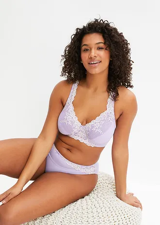 Sutien cu armătură cu dantelă fină (set/2 buc.), culoare: oranj-corai + violet deschis floral