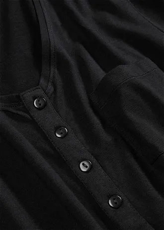 T-shirt avec patte de boutonnage • noir • Boutique bonprix