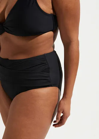 Stahovací bikinové kalhotky, lehký tvarující efekt, se zavinovacím vzhledem, barva: černá